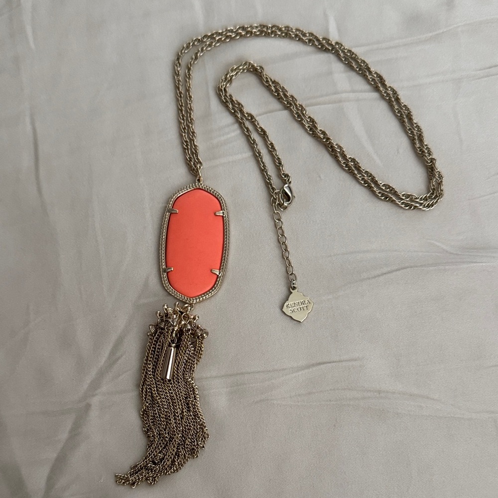 Kendra Scott Gold and Coral Pendant Necklace
